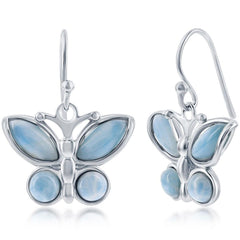 Women's Earrings - Sterling Silver Blue Larimar Butterfly | D-7800
