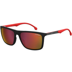 Carrera Unisex Sunglasses - Matte Black and Red Rectangular Frame | 8032/S 0003 W3