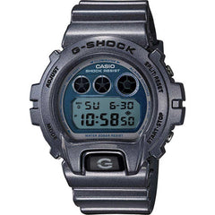 Casio Men's G-Shock Metallic Grey Resin Grey & Blue Digital Dial Dive Watch | DW6900MF-2