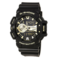 Casio Men's Alarm Watch - G-Shock Dive Ana-Digital Black & Gold Dial | GA400GB-1A9