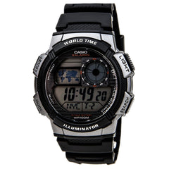 Casio Men's Digital Watch - World Time Grey Dial Resin Strap | AE1000W-1B