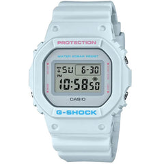 Casio Men's Quartz Watch - G-Shock Pale Blue Strap Digital Grey Dial | DW5600SC-8