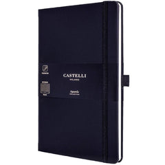 Castelli A5 Notebook - Aquarela Ivory Pages Medium, Ruled, Black Sepia | QC625-635