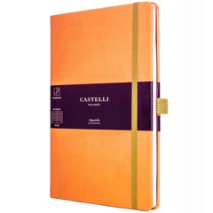 Castelli A5 Notebook - Aquarela Ivory Pages Medium, Ruled, Clementine | QC625-003