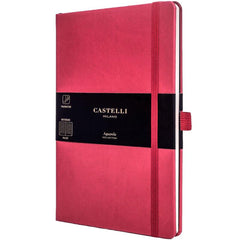 Castelli A5 Notebook - Aquarela Ivory Pages Medium, Ruled, Coral Red | QC625-757