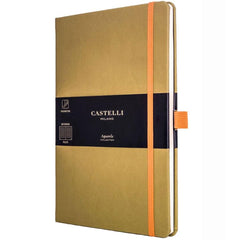 Castelli A5 Notebook - Aquarela Ivory Pages Medium, Ruled, Olive | QC625-005