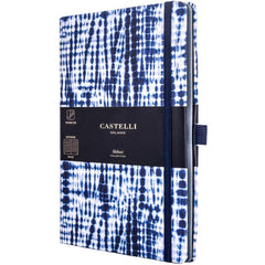 Castelli A5 Notebook - Shibori Medium Ivory Pages, Ruled, Jute | QC6BM-001