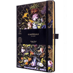 Castelli A5 Notebook - Vintage Floral Ivory Paper Medium, Ruled, Peony | QC6CB-001