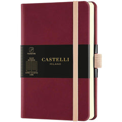 Castelli A6 Notebook - Aquarela Ivory Pages, Ruled, Black Cherry | QC225-002
