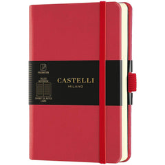 Castelli A6 Notebook - Aquarela Ivory Pages, Ruled, Coral Red | QC225-757