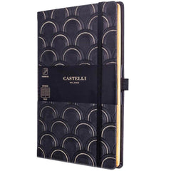 Castelli Notebook - Copper and Gold Medium A5, Ruled, Art Deco Gold | QC6NS-464