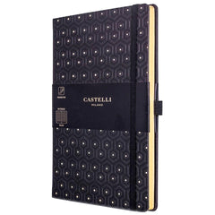Castelli Notebook - Copper and Gold Medium A5, Ruled, Honeycomb Gold | QC6NT-464