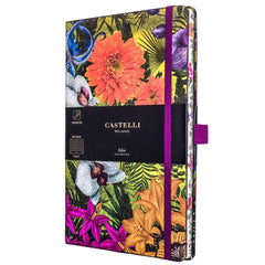 Castelli Notebook - Eden Jungle Design Medium A5, Ruled, Orchid | QC6BI-003