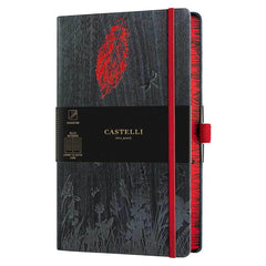 Castelli Notebook - Foresta Card Cover Medium A5, Ruled, Leaf | QC6QG-503