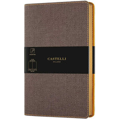 Castelli Notebook - Harris Tweed Cover Medium A5, Blank, Tobacco Brown | QC8D9-384