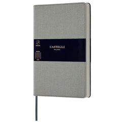 Castelli Notebook - Harris Tweed Cover Medium A5, Ruled, Oyster Grey | QC6D9-628