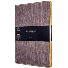 Castelli Notebook - Harris Tweed Cover Medium A5, Ruled, Tobacco Brown | QC6D9-384