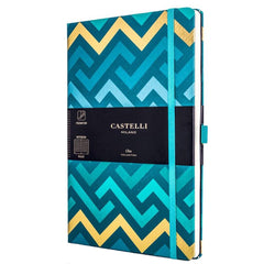 Castelli Notebook - Oro Weave Cover Medium A5, Ruled, Labyrinths | QC6BZ-003