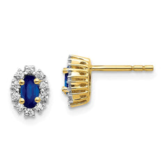 14k Yellow Gold Diamond & Sapphire Earrings