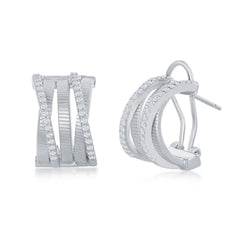 Sterling Silver Bonded with Platinum CZ Earrings