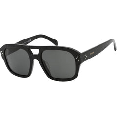 Celine Women's Sunglasses - Grey Lens Shiny Black Plastic Aviator Frame | CL40205U 01A