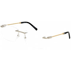 Charriol Men's Eyeglasses - Shiny Silver/Gold Rectangular Metal Frame | PC75063 C02