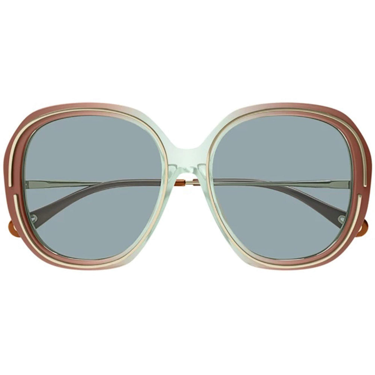Chloe Women's Sunglasses - Pink Brown Plastic Round Frame