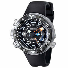 Citizen BN2029-01E Men's Aqualand Eco-Drive Sport Black Dial Black Rubber Strap Dive Watch
