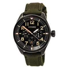 Citizen BU2055-16E Men's Chandler Dark Green Cordura Canvas Strap Black Dial Eco-Drive Watch