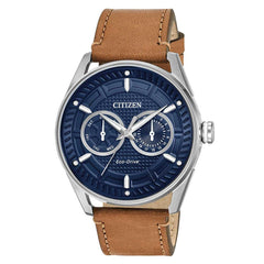 Citizen BU4020-01L Men's CTO Eco-Drive Navy Blue Dial Brown Leather Strap Watch