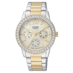 Citizen ED8094-52N Women's Quartz Swarovski Crystal MOP Dial Two Tone Steel Watch