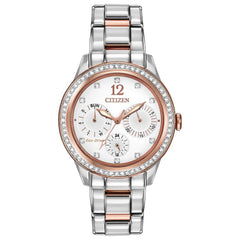 Citizen FD2016-51A Women's Silhouette Eco-Drive Swarovski Crystal White Dial Two Tone Steel Watch
