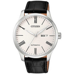 Citizen Men's Automatic Watch - White Dial Black Leather Strap | NH8350-08A