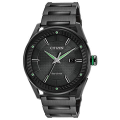 Citizen Men's Bracelet Watch - Drive Date Black Dial Black Steel | BM6985-55E