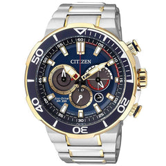 Citizen Men's Bracelet Watch - Eco-Drive Chronograph Blue Dial Steel | CA4254-53L