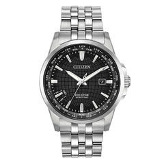 Citizen Men's Bracelet Watch - World Time Black Dial Stainless Steel | BX1000-57E