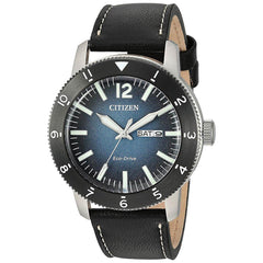 Citizen Men's Eco Drive Watch - Brycen Orange Dial Leather Strap | AW0076-03X