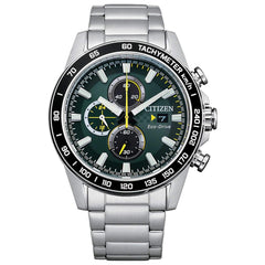 Citizen Men's Eco-Drive Watch - Chronograph Green Dial Silver Bracelet | CA0780-87X