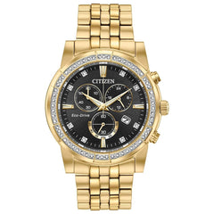 Citizen Men's Eco Drive Watch - Corso Black and Gold Tone Dial Bracelet | AT2452-52E