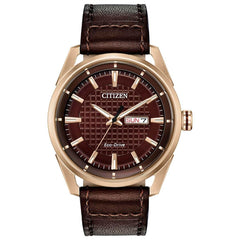 Citizen Men's Eco Drive Watch - Drive Brown Dial Leather Strap | AW0083-08X