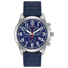 Citizen Men's Eco Drive Watch - Military Blue Nylon Strap | AT0200-21L