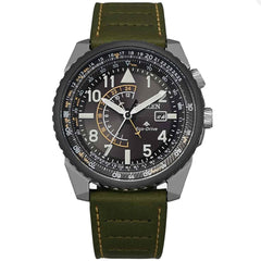 Citizen Men's Eco Drive Watch - Nighthawk Black Dial Green Strap | BJ7135-02E