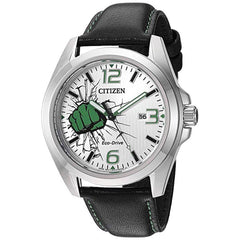 Citizen Men's Eco Drive Watch - The Hulk Black Leather Strap | AW1431-24W