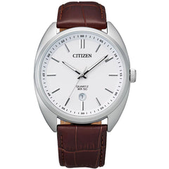Citizen Men's Quartz Watch - White Dial Brown Leather Strap | BI5090-09A