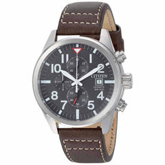 Citizen Men's Strap Watch - Quartz Chronograph Grey Dial Brown Leather | AN3620-01H