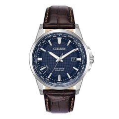 Citizen Men's Strap Watch - World Time Blue Dial Brown Leather | BX1000-06L