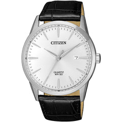 Citizen Men's Watch - Date Display Silver Tone Dial Calf Leather Strap | BI5000-10A