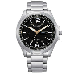 Citizen Men's Watch - Eco-Drive Black Dial Silver Tone Steel Bracelet | AW0110-82E