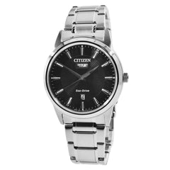 Citizen Men's Watch - Eco-Drive Black Dial Stainless Steel Bracelet | AW0100-86E
