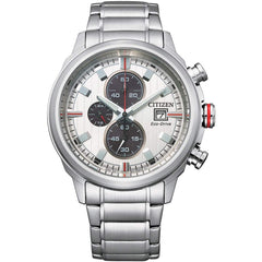 Citizen Men's Watch - Eco Drive Chrono White and Black Dial SS Bracelet | CA0738-83A